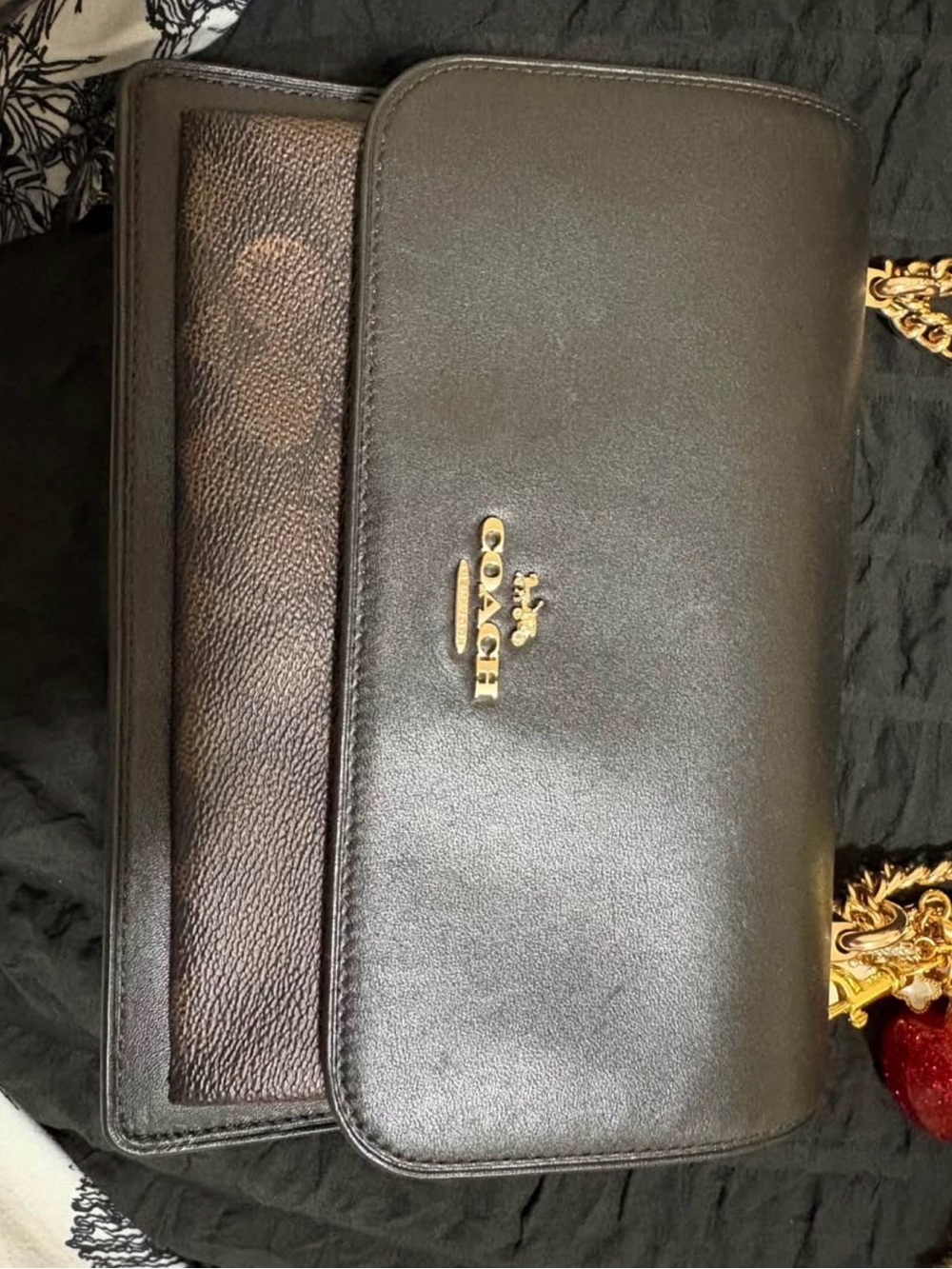 Coach Black Leather Crossbody with Gold Hardware
